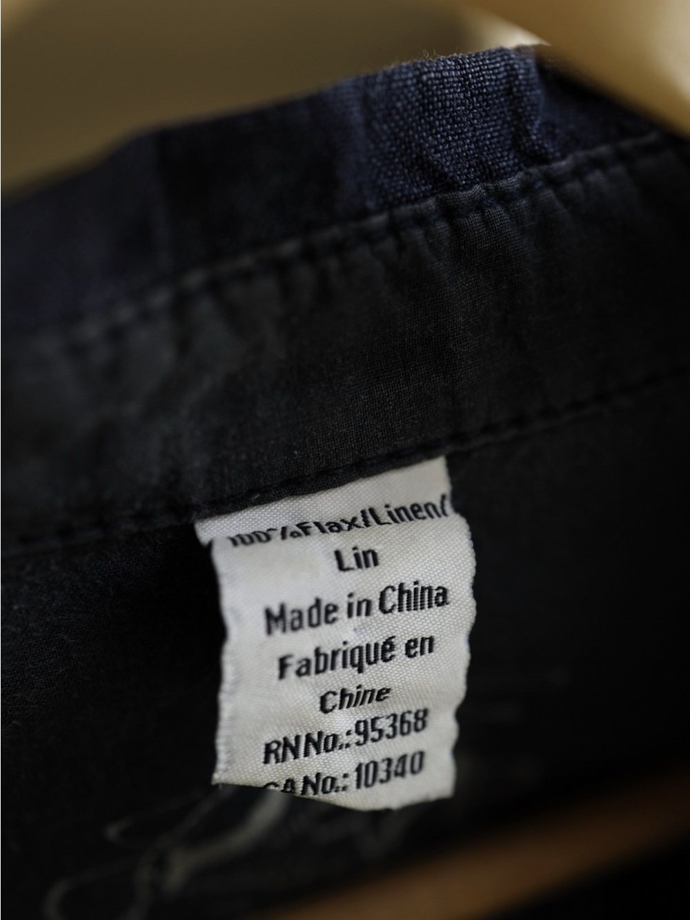 100% Linen Navy Button Up - Picture 3 of 5
